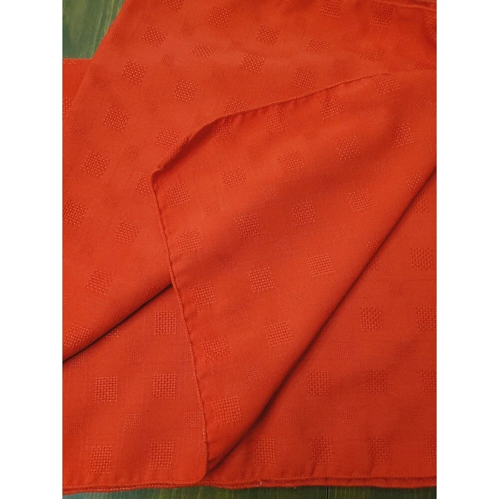 Vintage Tableloth Solid Red Jacquard Squares Polyester 80x59